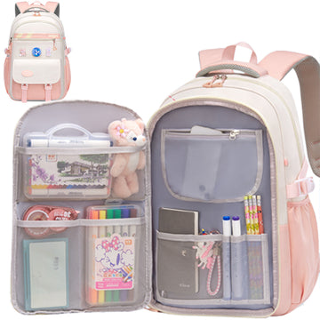 Kids Side Open Backpack with Multi-Compartment - Elementary School Bookbag For Grades 3-8