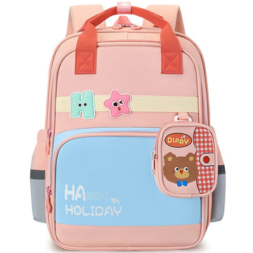 Cute Mixed Color Backpack With Mini Purse Schoolbag For Kids