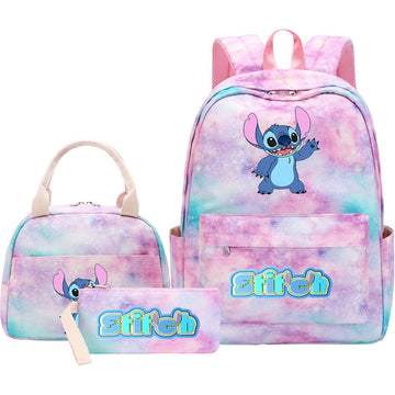 3Pcs/Set Colorful Lilo Stitch Backpack Boys Girls School Bookbag with Lunch Bag & Pencil Case
