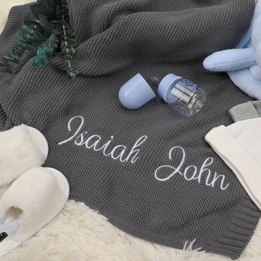 Custom Baby Blanket Personalized Embroidered Newborn Baby Name Blanket