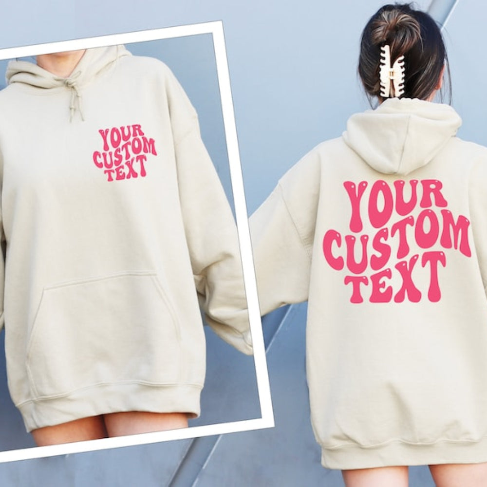 Personalized Vacation Mode Wave Text Printed Hoodie