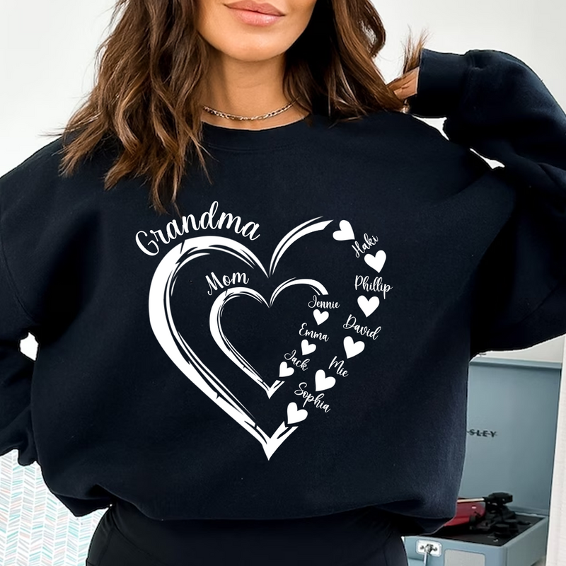 Personalized Mom Grandma with Kids Names Sweatshirt Unique Gift for Family