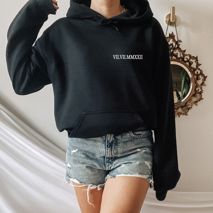 Custom Roman Numeral Sweatshirt Personalized Date Printed Sweatshirt Unique Gift Ideas for Couple