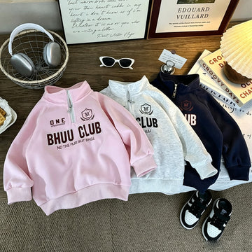 Stylish Letter Prints Pullover For Boys Girls Long Sleeve Casual Top