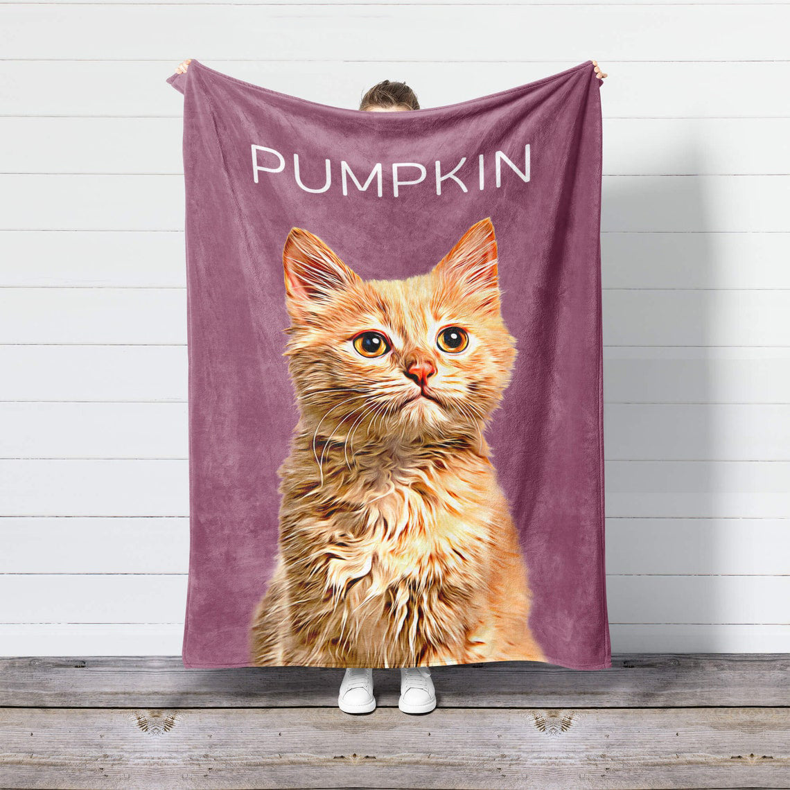 Custom Pet Blanket Personalized Pet Photo Portrait Bedding Blanket with Text