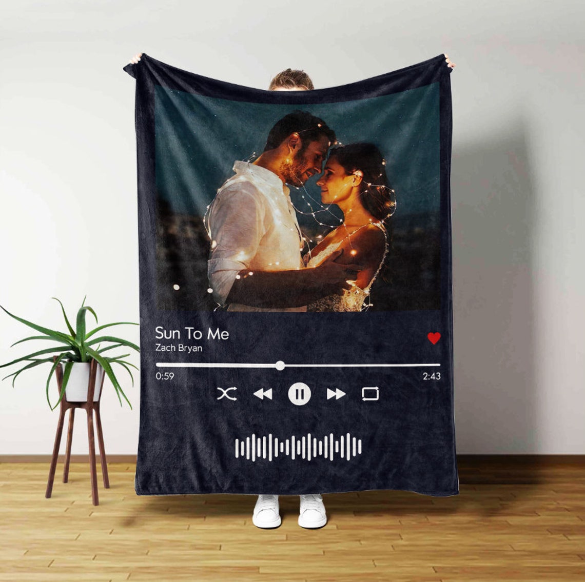 Custom Music Album Blanket Personalized Your Favorite Song Spotify Code Photo Blanket