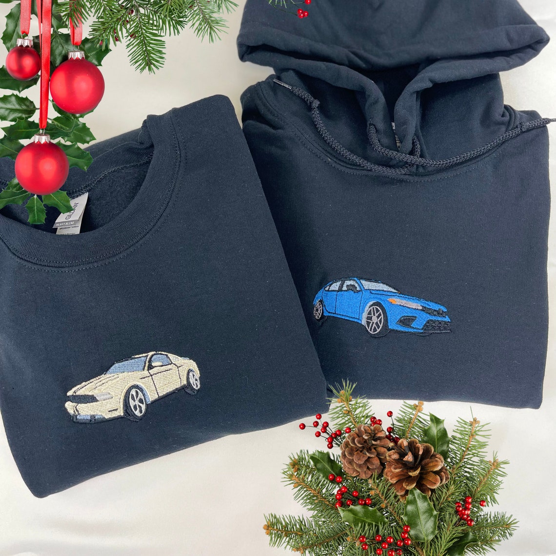 Custom Embroidered Car Sweatshirt Personalized Car Photo Portrait Pullover Gift