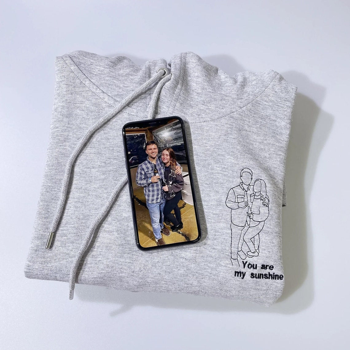 Custom Embroidered Dad Hoodie Personalized Papa with Kids Portrait from Photo Hoodie Unique Gift for Father's Day