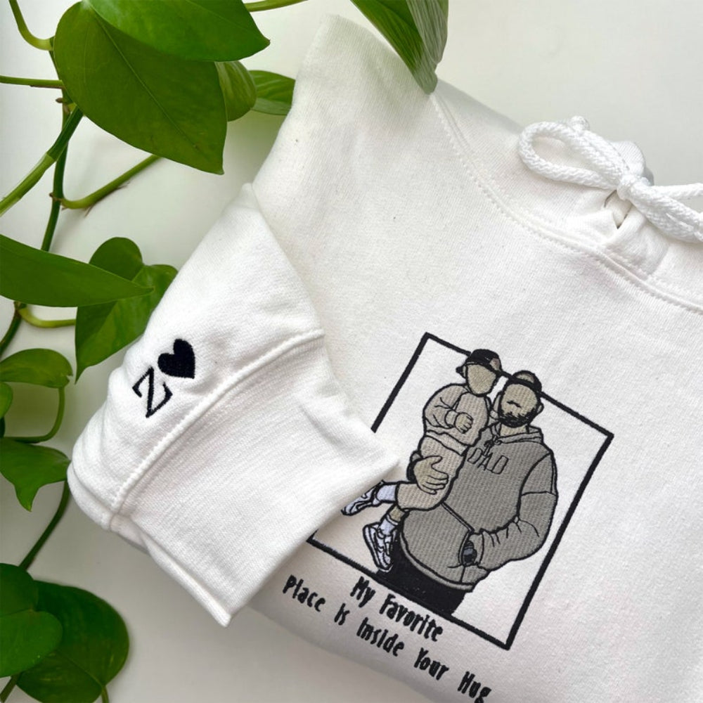 Custom Embroidered Couple Sweatshirt Family Portrait from Photo Sweatshirt Gift for Father & Family