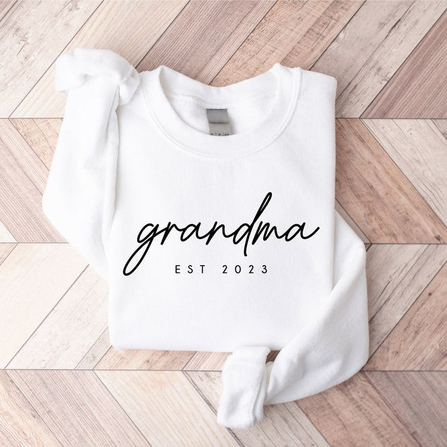 Custom Grandma Sweatshirt with Kids Name on Sleeve Unique Nana Est Gift for Family