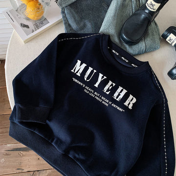 Kids’ Letters Graphic Sweatshirt Boys Girls Long Sleeve Crewneck Pullover Top