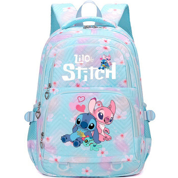 Blue Lilo Stitch Print Backpack School Bookbag Travel Bag For Teens