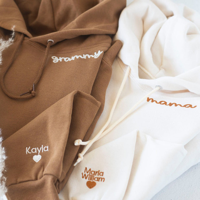 Custom Collared Mama Hoodie Personalized Embroidered Mom Hoodie with Kids Name Gift for Mother's Day