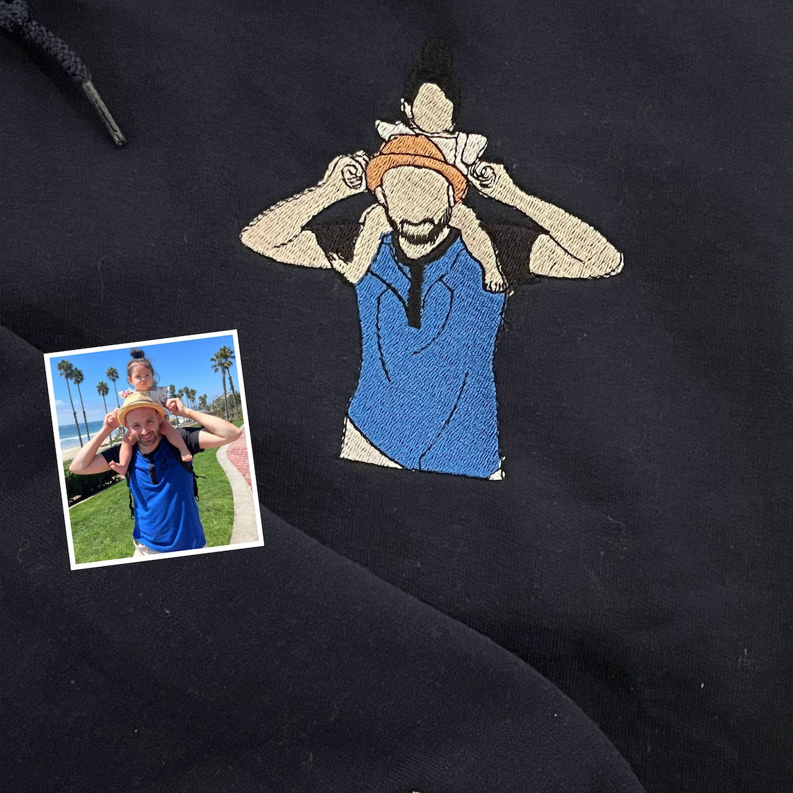 Custom Embroidery Family Hoodie Couple Portrait from Photo Hoodie Unique Gift for Dad & Family