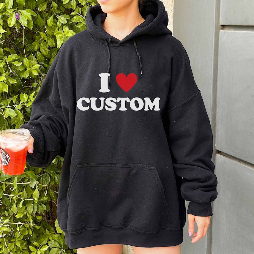 Custom Text Shirt I Love Custom Sweatshirt Personalized Aesthetic I Heart Custom Y2K Sweatshirt