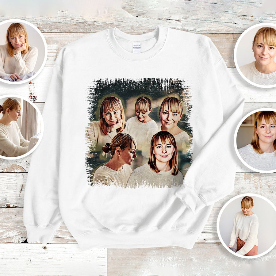 Personalized Vintage Bootleg Rap Sweatshirt Personalized Add Your Photo And Text Pullover
