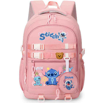 Cartoon Stitch Backpack For Girls Boys School Bookbag With Purse