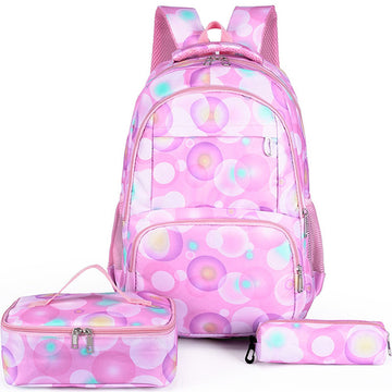 Fashion Backpack Set 3pcs Bubble Pattern Bookbag Lunch Bag