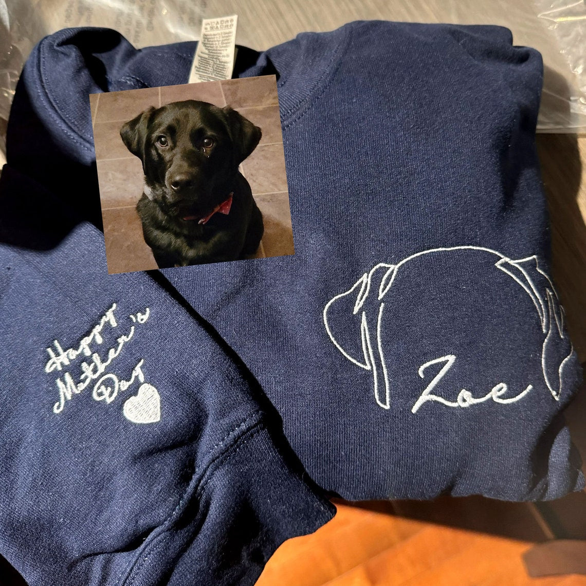 Personalized Dog Sweatshirt Custom Embroidered Dog Ear with Name Sweatshirt For Pet Lovers