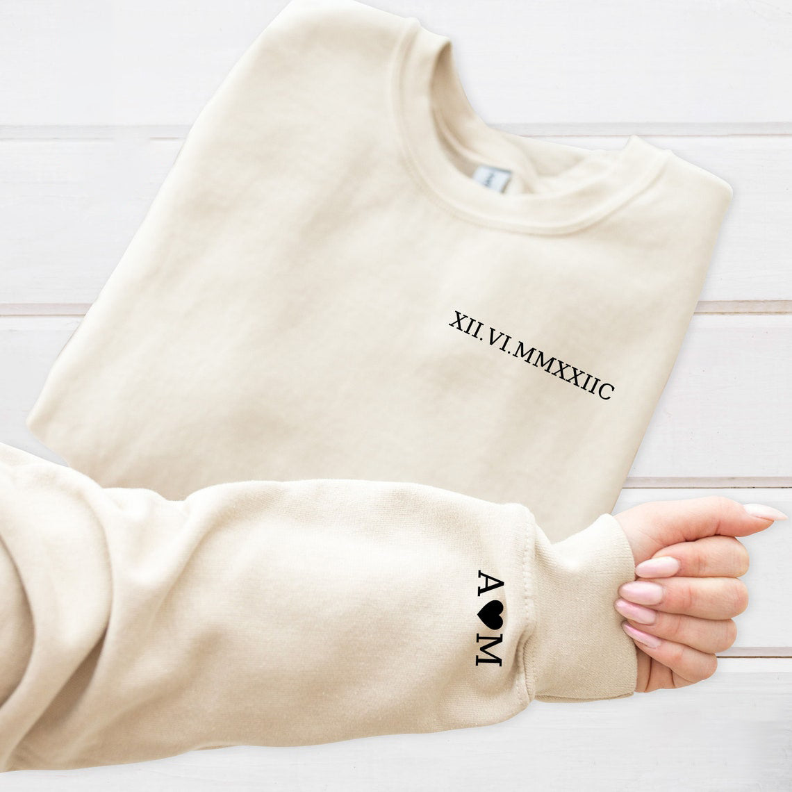 Custom Roman Numeral Sweatshirt Personalized Date Printed Sweatshirt Unique Gift Ideas for Couple