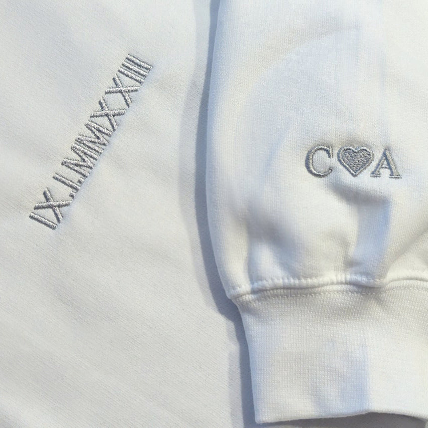 Custom Embroidered Roman Numeral Zip Up Hoodie Unique Gift for Friends & Family