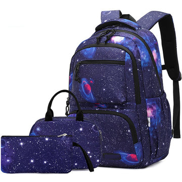 3pcs Galaxy Backpack Set for School Large Size Bookbag