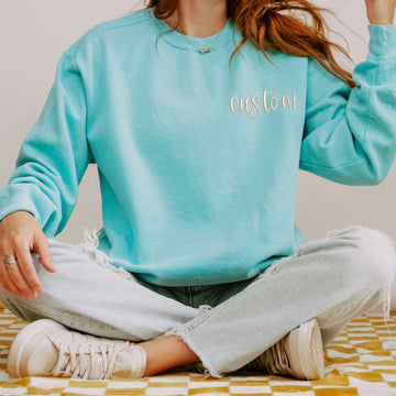 Embroidered Text Sweatshirt Custom Your Words & Text Sweatshirt Gift for Friend & Family