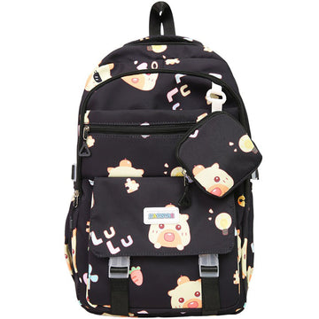 2pcs Capybara Backpack Set Bookbag With Purse Kapibara Daypack