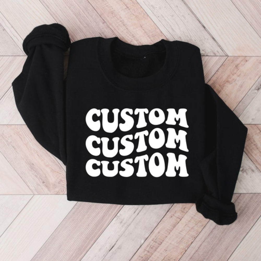 Personalized Vacation Mode Wave Text Printed Sweatshirt