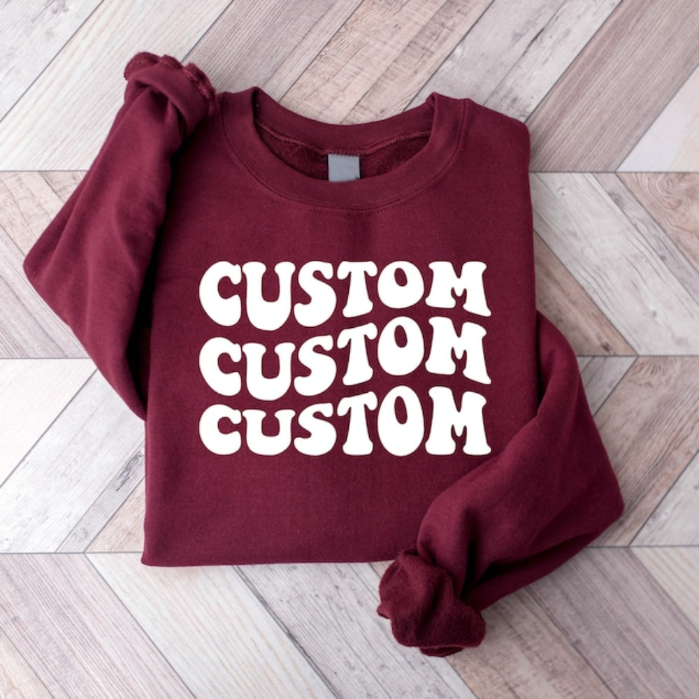 Personalized Vacation Mode Sweatshirt Custom Wave Text Printed Sweatshirt