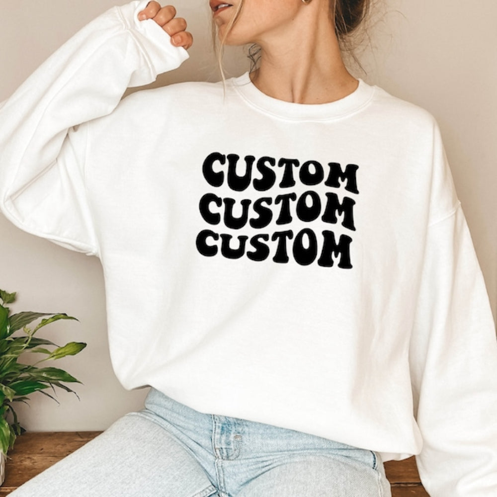 Personalized Vacation Mode Sweatshirt Custom Wave Text Printed Sweatshirt