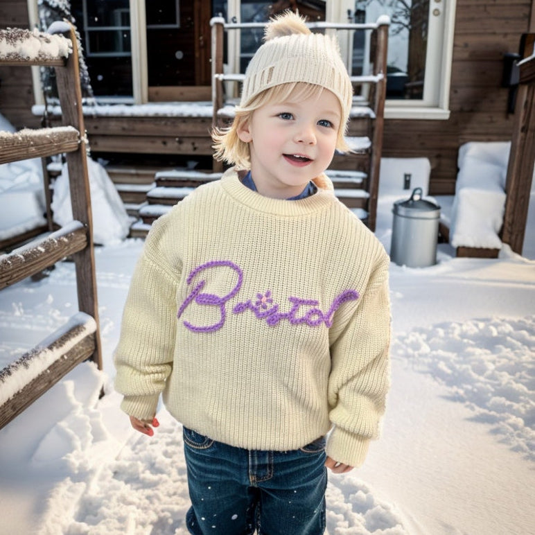 Embroidered Baby Sweater Custom Baby Girls Boys Sweater with Name Gift