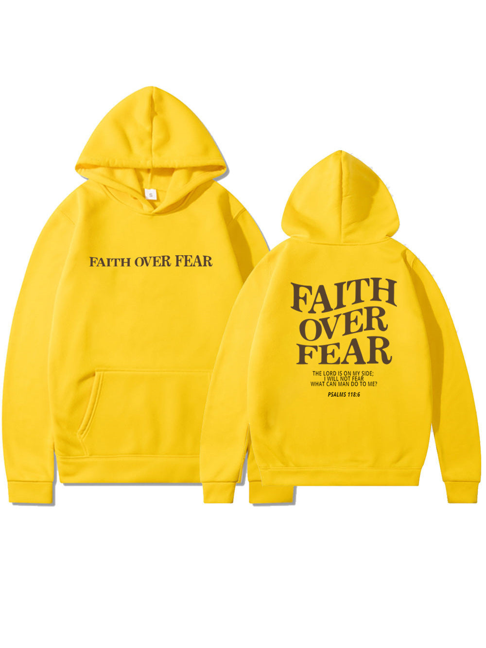 Women's Inspirational Faith Over Fear The Lord In On My Side Printed Hoodie