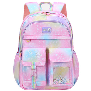 Pink Elementary School Backpack with Multi-Pocket For Girls Lovely Students Bookbag for Grades 3–8
