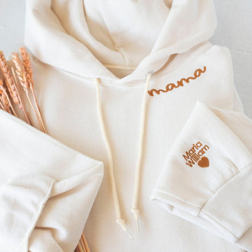 Custom Collared Mama Hoodie Personalized Embroidered Mom Hoodie with Kids Name Gift for Mother's Day