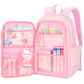Cute School Backpack For Girls with Multi-pocket Pink Water-Resistant Backpacks