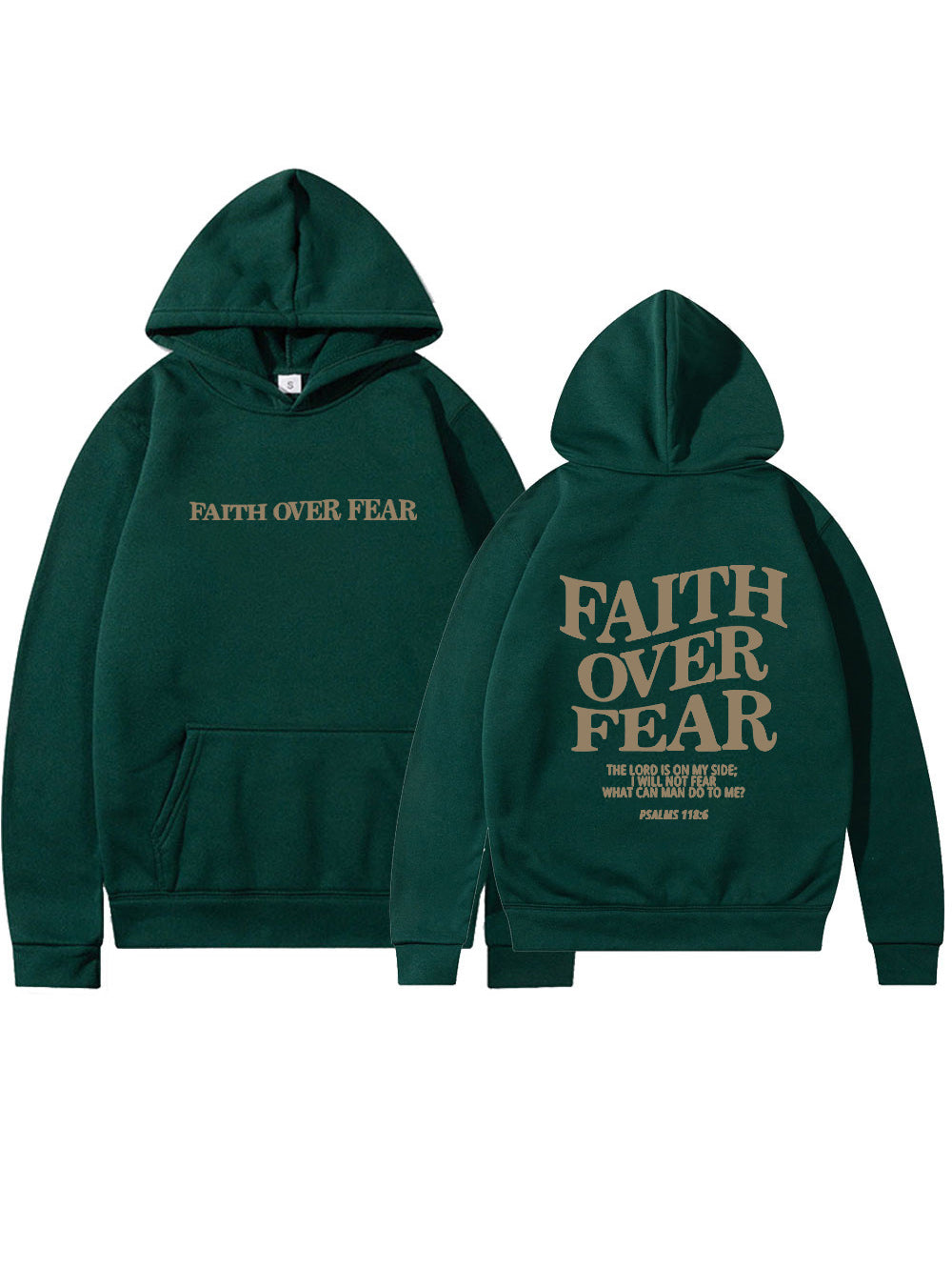 Women's Inspirational Faith Over Fear The Lord In On My Side Printed Hoodie
