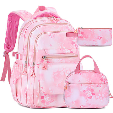 3pcs Sakura Backpack Set For Girls Primary School Daypack