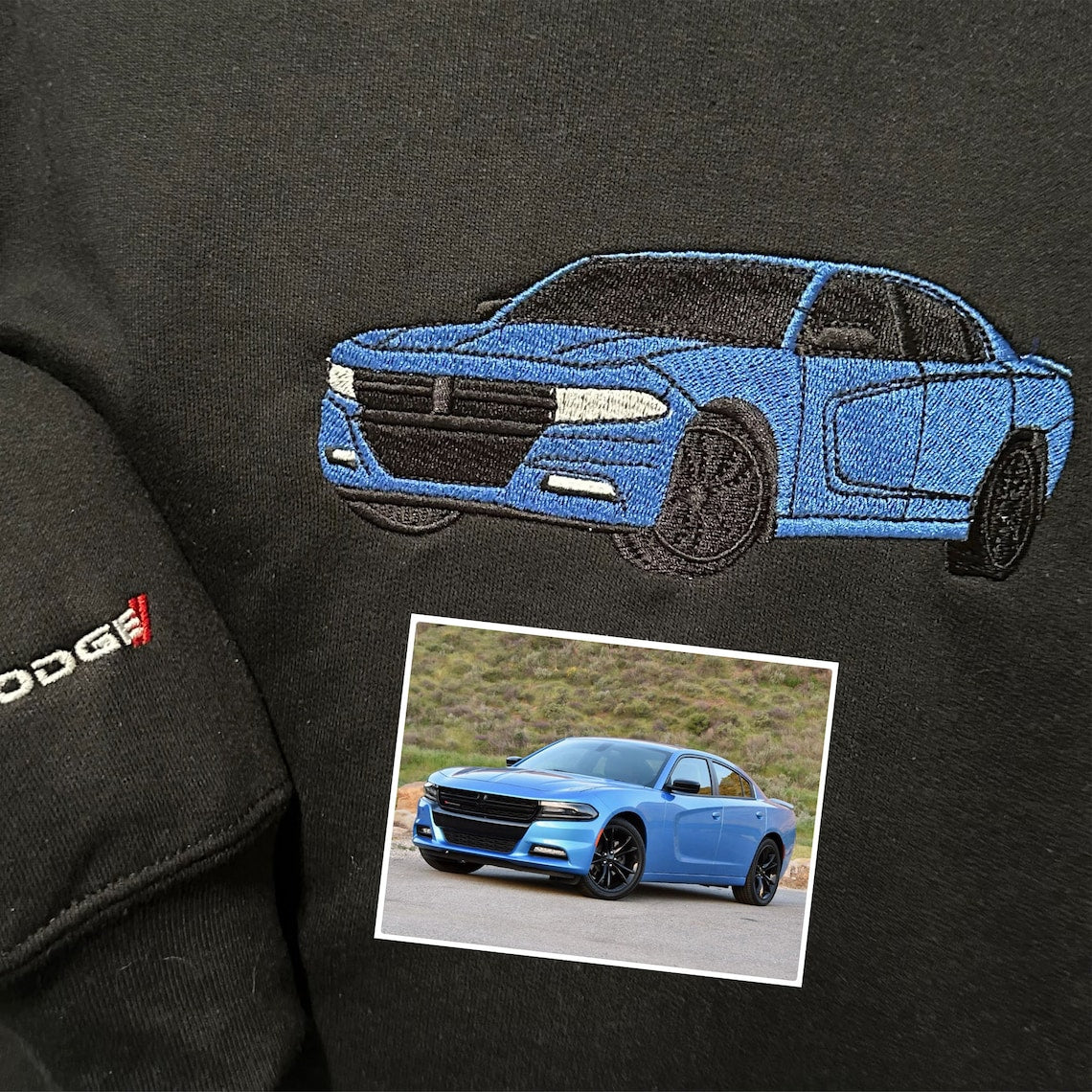 Custom Embroidered Car Sweatshirt Personalized Car Photo Portrait Pullover Gift