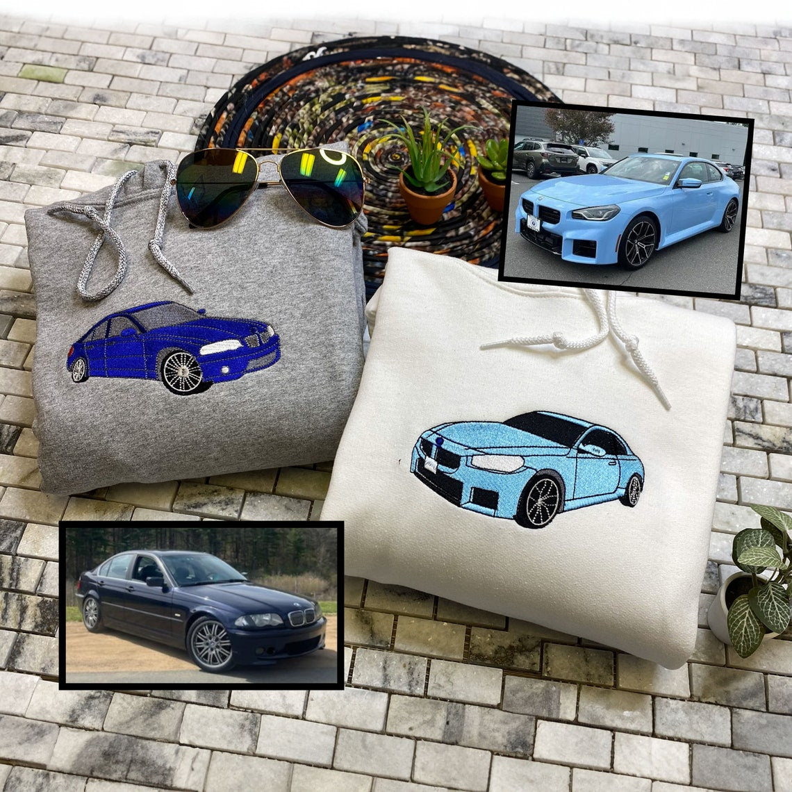 Custom Embroidered Car Sweatshirt Personalized Car Photo Portrait Pullover Gift