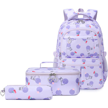 Cute Cartoon Backpack Set Large Capacity Bookbag Lunch Bag Pencil Case 3pcs