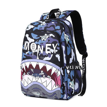 17" Camo Shark Backpack for Kids Cool Cartoon Bookbag