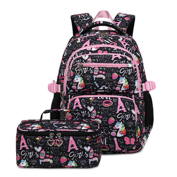 Unicorn Backpack Set for Girls 2PCS School Bookbag with Lunch Bag