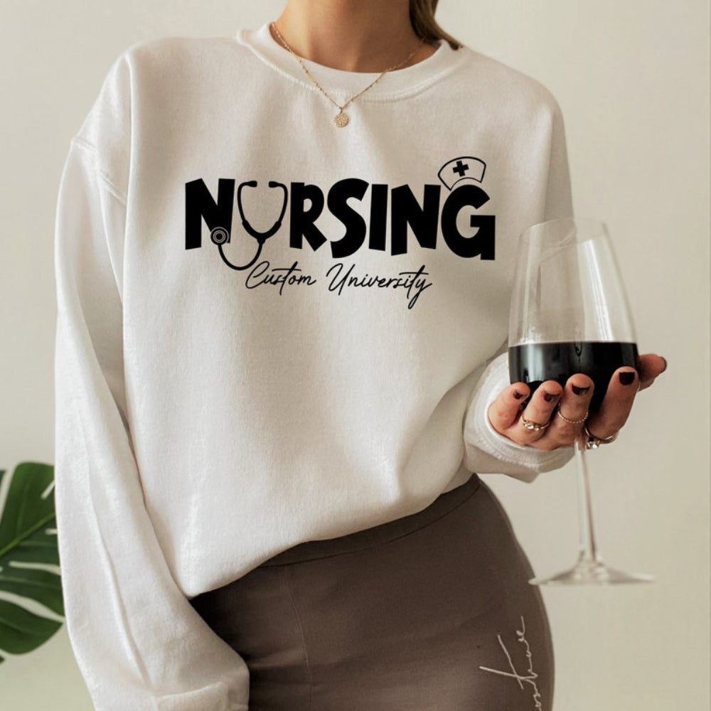 Personalized Nursing Sweatshirt Custom Nurse University Sweatshirt Gift