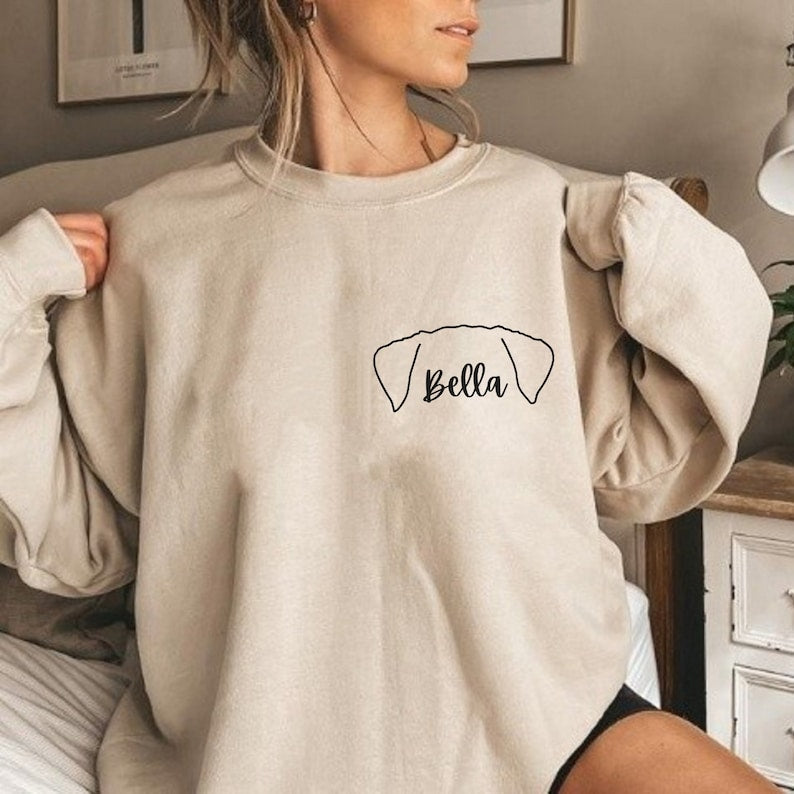 Custom Dog Sweatshirt Personalized Memorial Dog Ear Sweatshirt Gift for Dog Mom & Dad
