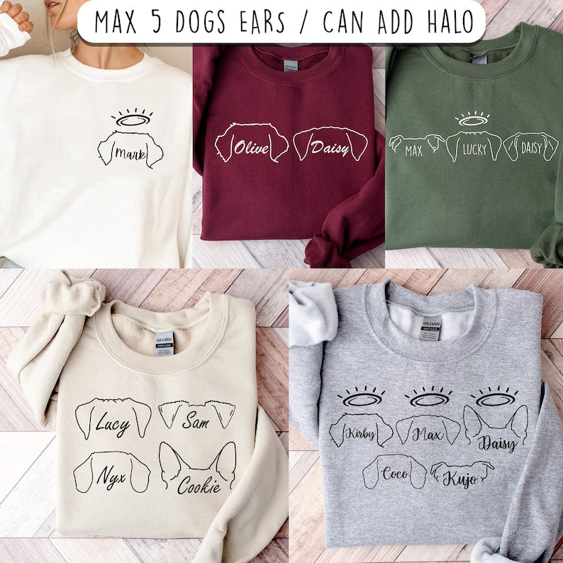 Custom Dog Sweatshirt Personalized Memorial Dog Ear Sweatshirt Gift for Dog Mom & Dad