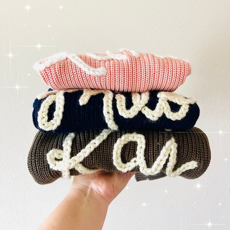 Custom Baby Bodysuit Sweater Hand Embroidered Name Baby Knitted Onesie