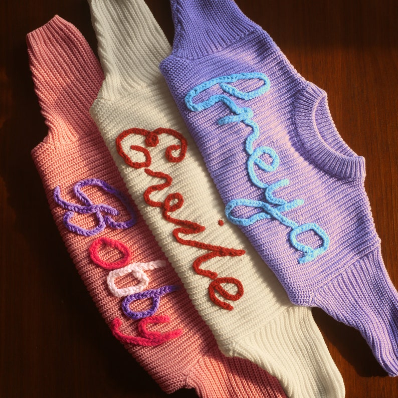 Personalized Hand Embroidered Toddler Sweater Custom Baby Name Sweater Gift