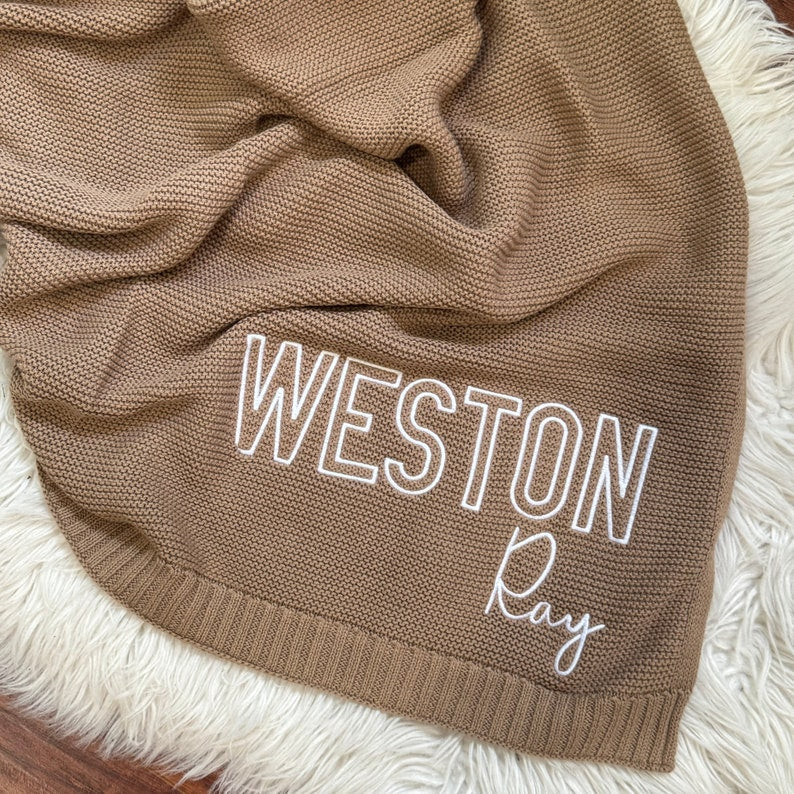 Newborn Baby Blanket Custom Embroidered Baby Stroller Blanket Gift