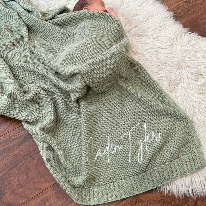Newborn Baby Blanket Custom Embroidered Baby Stroller Blanket Gift